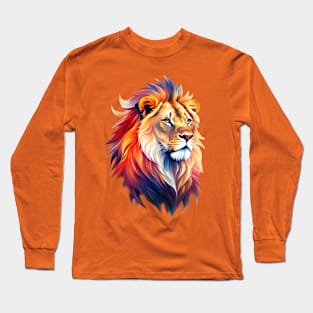 Yet Another Lion - Watercolor - AI Art Long Sleeve T-Shirt